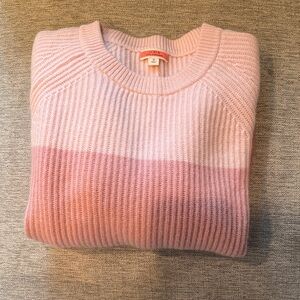 J. Crew Pink Ombre Ribbed Crewneck Sweater